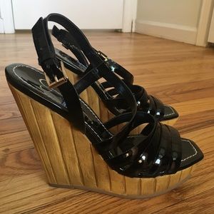 Jessica Simpson Patent Leather Wedge Sandals